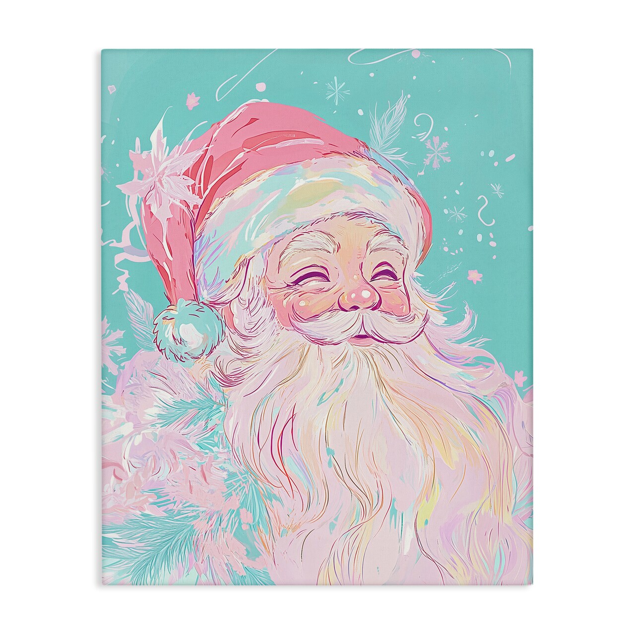 Stupell Industries Pastel Jolly Santa Claus Canvas Design by Arlington Prints